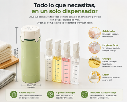 Dispensador de Viaje 4 en 1 Antiderrames